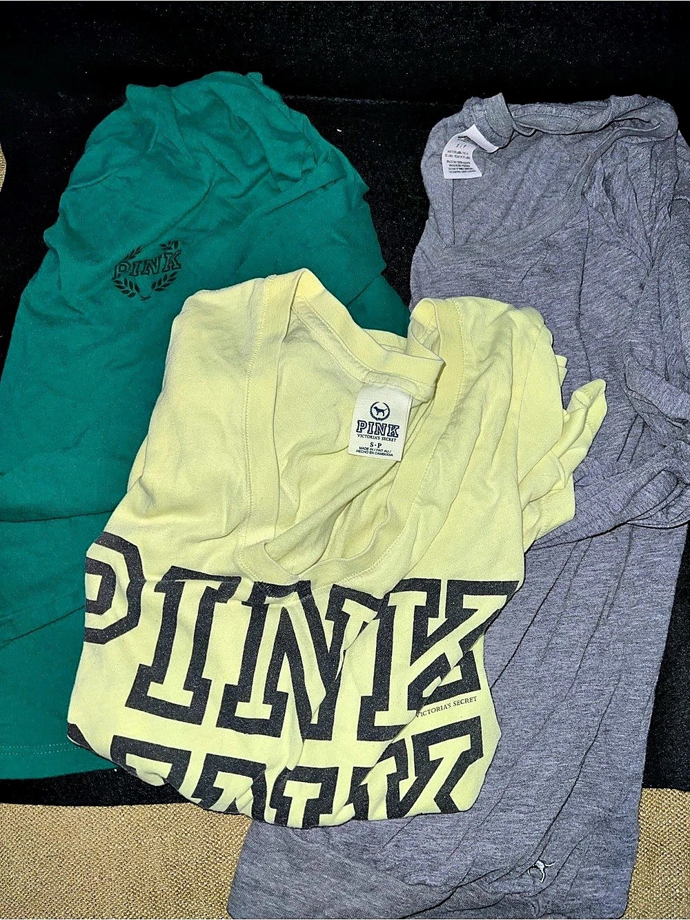 VINTAGE Victoria's Secret PINK 3-Piece Top Bundle-Sz Small Y2K Long Sleeve Crop